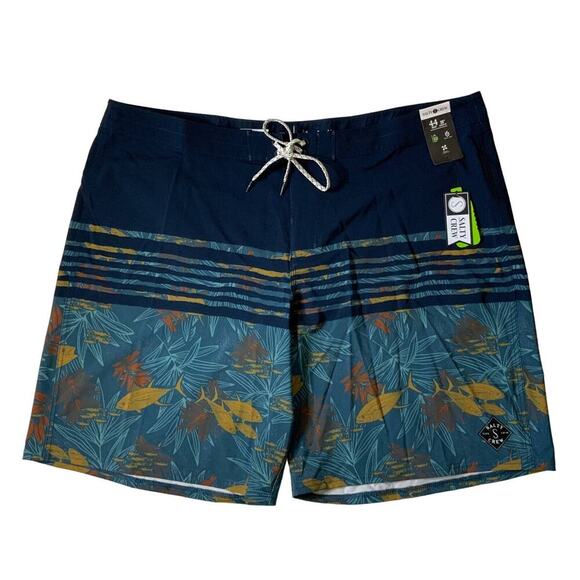 Salty Crew Floral Swim Trunk Men 44 Drawstring Summer Tropical Beachy Boardshort - Picture 1 of 12